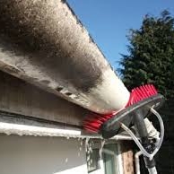 gutter soffit and facsia cleaning using water fed pole reach and wash system