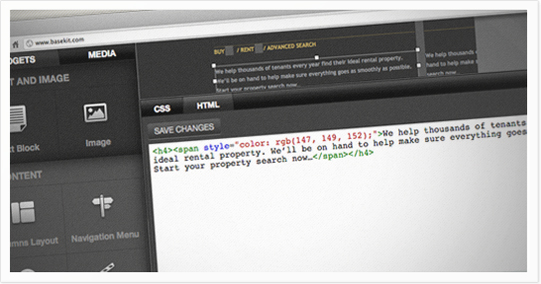 Acceso al código HTML en la herramienta BaseKit